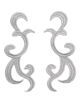 Yaya Han Iron-On Metallic Embroidered Applique Pair – Silver Swirls, 4.25″ x 3.25″ – Cosplay Collection Yaya Han Iron-On Metallic Embroidered Applique Pair – Silver Swirls, 4.25″ x 3.25″ – Cosplay Collection