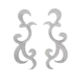 Yaya Han Iron-On Metallic Embroidered Applique Pair – Silver Swirls, 4.25″ x 3.25″ – Cosplay Collection Yaya Han Iron-On Metallic Embroidered Applique Pair – Silver Swirls, 4.25″ x 3.25″ – Cosplay Collection