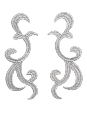 Yaya Han Iron-On Metallic Embroidered Applique Pair – Silver Swirls, 4.25″ x 3.25″ – Cosplay Collection Yaya Han Iron-On Metallic Embroidered Applique Pair – Silver Swirls, 4.25″ x 3.25″ – Cosplay Collection