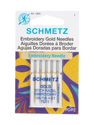 Schmetz Gold Embroidery Machine Needles – 75/11 – 5 ct Schmetz Gold Embroidery Machine Needles – 75/11 – 5 ct