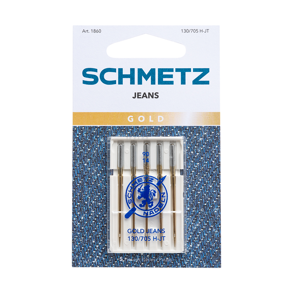 Schmetz Gold Plated Denim/Jeans Machine Needles – 90/14 – 5 ct Schmetz Gold Plated Denim/Jeans Machine Needles – 90/14 – 5 ct