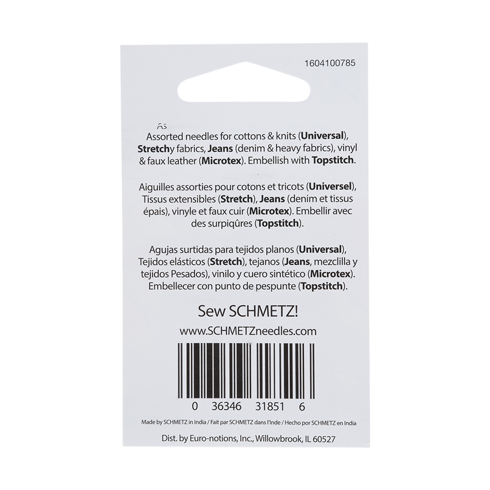 Schmetz Costume Pack Machine Needles – Assorted Sizes and Types – 10 ct Schmetz Costume Pack Machine Needles – Assorted Sizes and Types – 10 ct