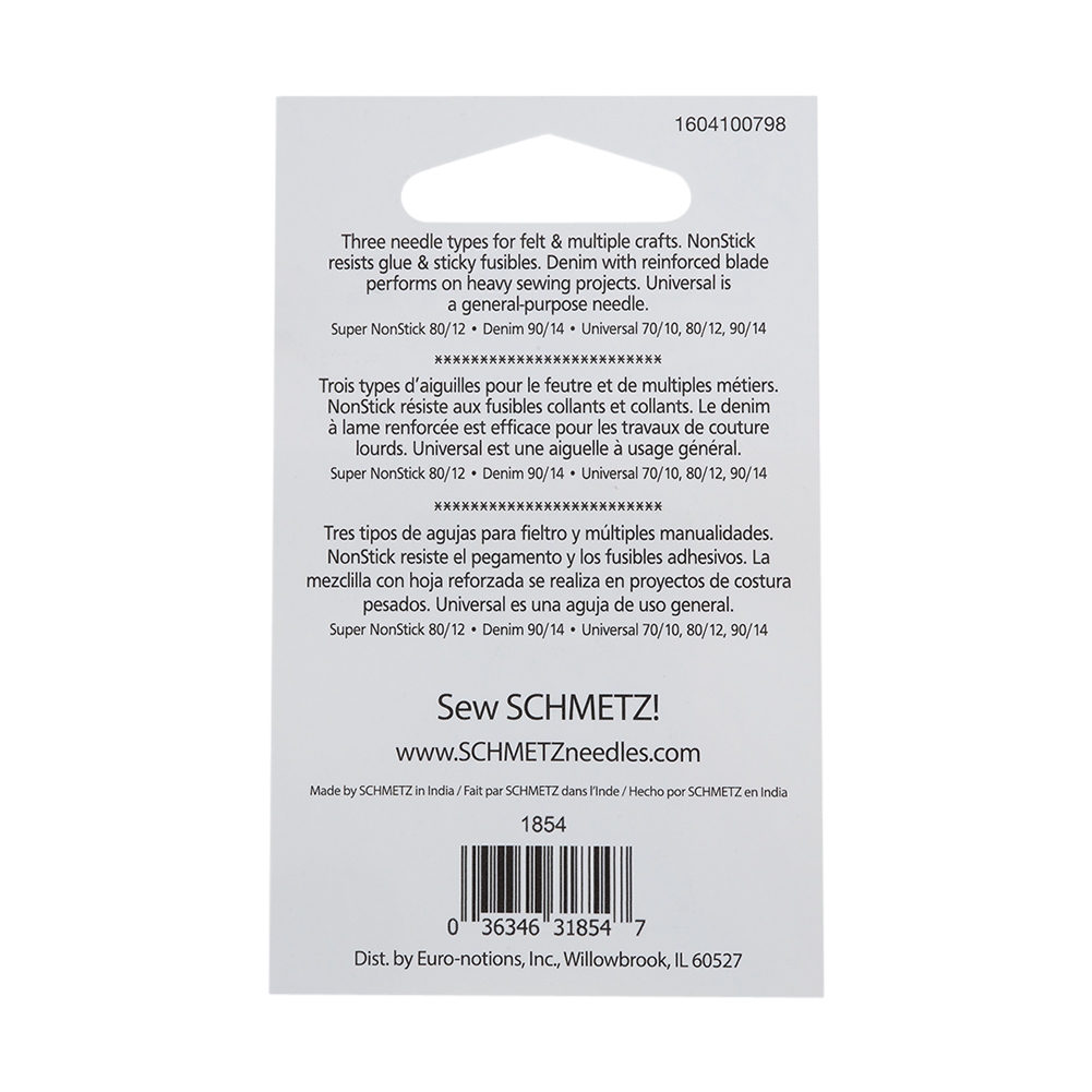 Schmetz Felt and Craft Machine Needles – Assorted Sizes and Types – 5 ct Schmetz Felt and Craft Machine Needles – Assorted Sizes and Types – 5 ct