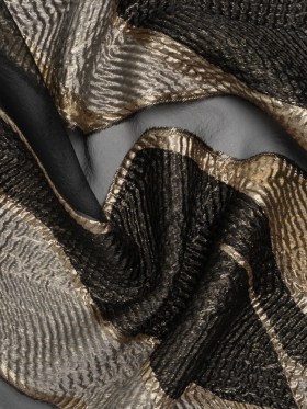Metallic Rayon and Polyester Burnout Brocade – Gold, Gray and Black Soft Geometric Abstract Metallic Rayon and Polyester Burnout Brocade – Gold, Gray and Black Soft Geometric Abstract