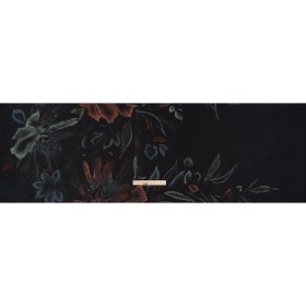 Metallic Acetate and Polyester Brocade – Black, Red and Mint Green Delicate Flowers Metallic Acetate and Polyester Brocade – Black, Red and Mint Green Delicate Flowers