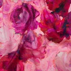Silk Charmeuse Print 16MM, Made in Italy – Pink, Red and Fuchsia Painted Roses Silk Charmeuse Print 16MM, Made in Italy – Pink, Red and Fuchsia Painted Roses