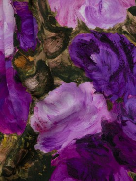 Silk Charmeuse Print 16MM, Made in Italy – Forest Green and Royal Purple Painted Roses Silk Charmeuse Print 16MM, Made in Italy – Forest Green and Royal Purple Painted Roses