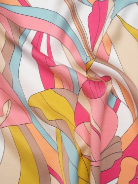 Silk Charmeuse Print 16MM, Made in Italy – Peachy Pink, Sky Blue and Taupe Retro Florals Silk Charmeuse Print 16MM, Made in Italy – Peachy Pink, Sky Blue and Taupe Retro Florals