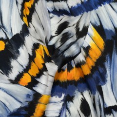 Silk Charmeuse Print 16MM, Made in Italy – Golden Yellow, Navy Blue and Light Gray Butterfly Wings Silk Charmeuse Print 16MM, Made in Italy – Golden Yellow, Navy Blue and Light Gray Butterfly Wings