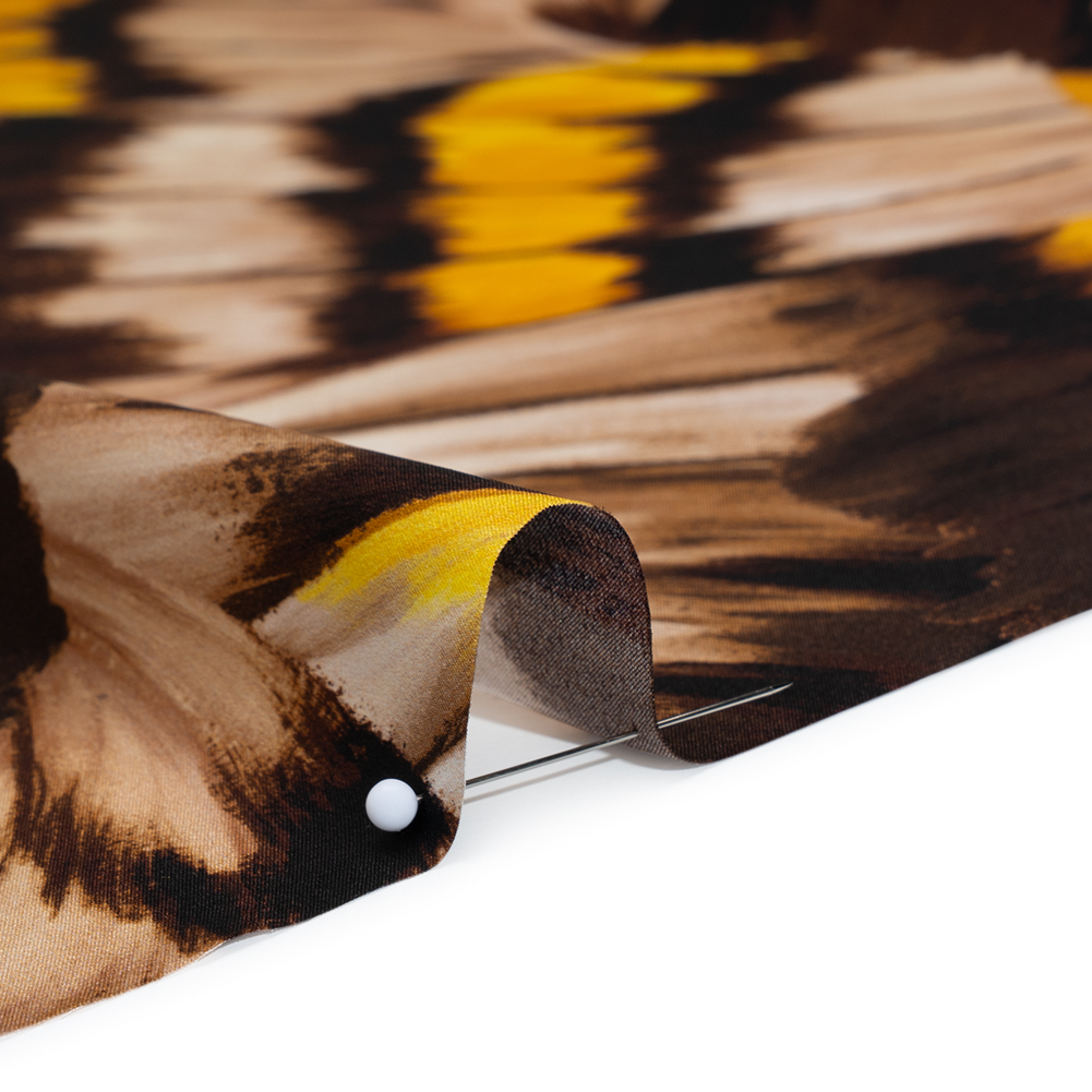 Silk Charmeuse Print 16MM, Made in Italy – Brown, Beige and Golden Yellow Butterfly Wings Silk Charmeuse Print 16MM, Made in Italy – Brown, Beige and Golden Yellow Butterfly Wings