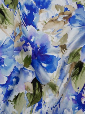 Silk Charmeuse Print 16MM, Made in Italy – Ultramarine Blue and Olive Green Watercolor Flower Garden Silk Charmeuse Print 16MM, Made in Italy – Ultramarine Blue and Olive Green Watercolor Flower Garden