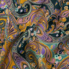 Silk Charmeuse Print 16MM, Made in Italy – Marigold Yellow, Light Purple and Mint Green Fancy Paisley Silk Charmeuse Print 16MM, Made in Italy – Marigold Yellow, Light Purple and Mint Green Fancy Paisley