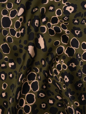 Silk Charmeuse Print 16MM, Made in Italy – Dark Olive Green, Beige and Black Animal Spots Silk Charmeuse Print 16MM, Made in Italy – Dark Olive Green, Beige and Black Animal Spots