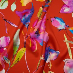 Silk Charmeuse Print 16MM, Made in Italy – Red and Rainbow Illustrated Watercolor Flowers Silk Charmeuse Print 16MM, Made in Italy – Red and Rainbow Illustrated Watercolor Flowers
