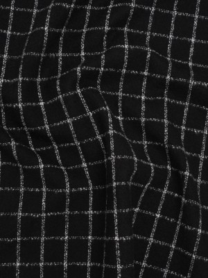 Yarn-Dyed Cotton Flannel – White on Black Windowpane Checks – Deadstock Yarn-Dyed Cotton Flannel – White on Black Windowpane Checks – Deadstock