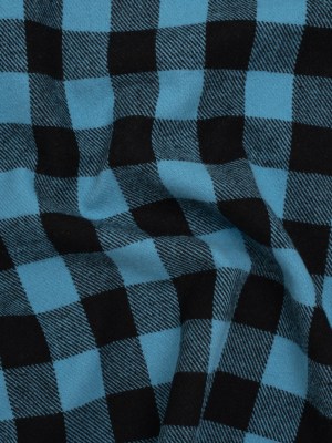Yarn-Dyed Cotton Twill Flannel – Small Sky Blue and Black Buffalo Check – Deadstock Yarn-Dyed Cotton Twill Flannel – Small Sky Blue and Black Buffalo Check – Deadstock