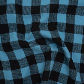 Yarn-Dyed Cotton Twill Flannel – Small Sky Blue and Black Buffalo Check – Deadstock Yarn-Dyed Cotton Twill Flannel – Small Sky Blue and Black Buffalo Check – Deadstock