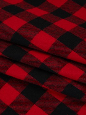 Yarn-Dyed Cotton Twill Flannel – Small Red and Black Buffalo Check – Deadstock Yarn-Dyed Cotton Twill Flannel – Small Red and Black Buffalo Check – Deadstock
