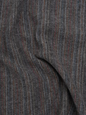 Yarn-Dyed Cotton Twill Flannel – Gray, Sky Blue and Red Pinstripes – Deadstock Yarn-Dyed Cotton Twill Flannel – Gray, Sky Blue and Red Pinstripes – Deadstock