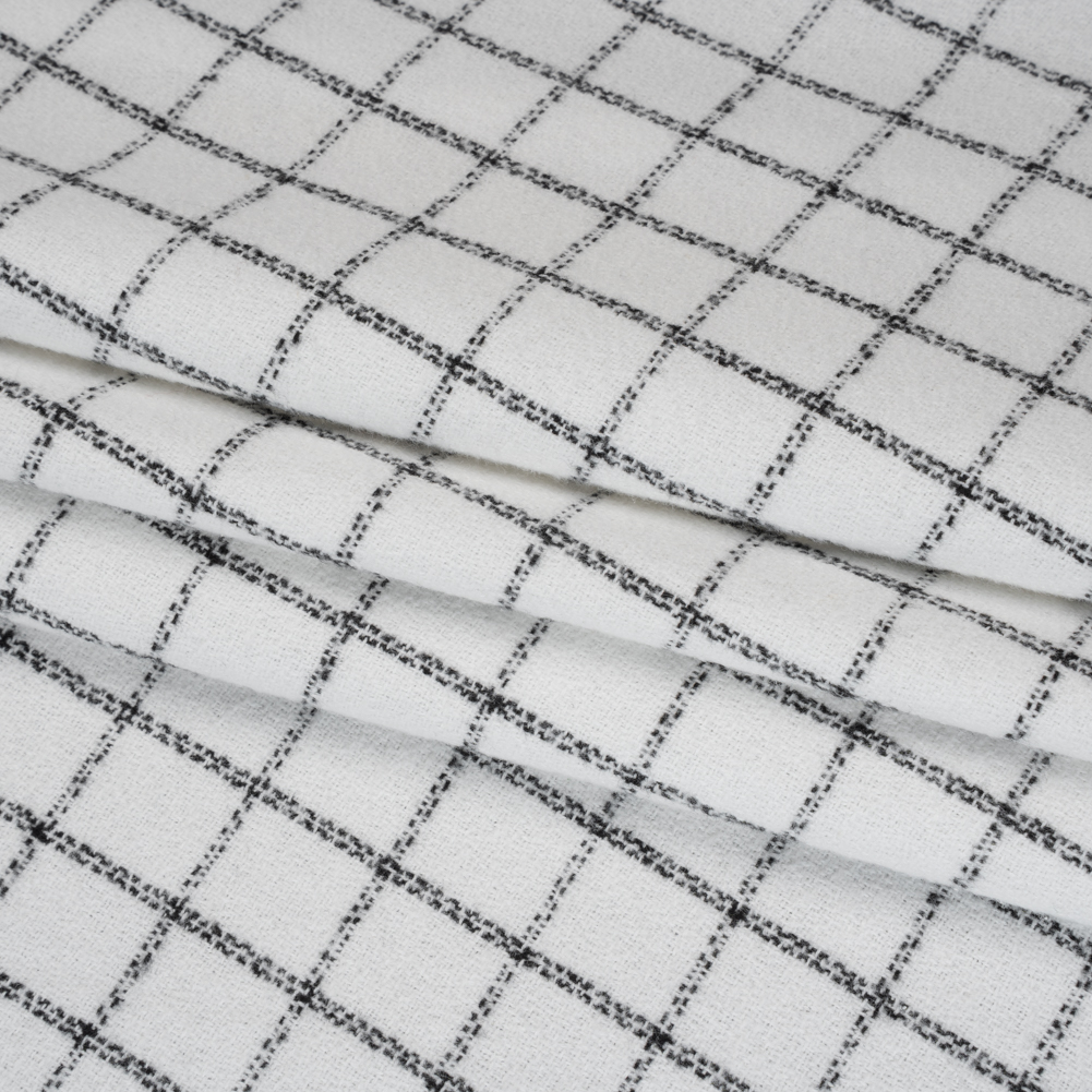 Yarn-Dyed Cotton Flannel – Black on White Windowpane Checks – Deadstock Yarn-Dyed Cotton Flannel – Black on White Windowpane Checks – Deadstock