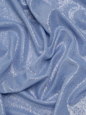 Metallic Foiled Uneven Stretch Rib Knit – Silver on Sky Blue – Estelle Collection Metallic Foiled Uneven Stretch Rib Knit – Silver on Sky Blue – Estelle Collection