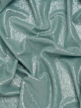 Metallic Foiled Uneven Stretch Rib Knit – Silver on Mint – Estelle Collection Metallic Foiled Uneven Stretch Rib Knit – Silver on Mint – Estelle Collection
