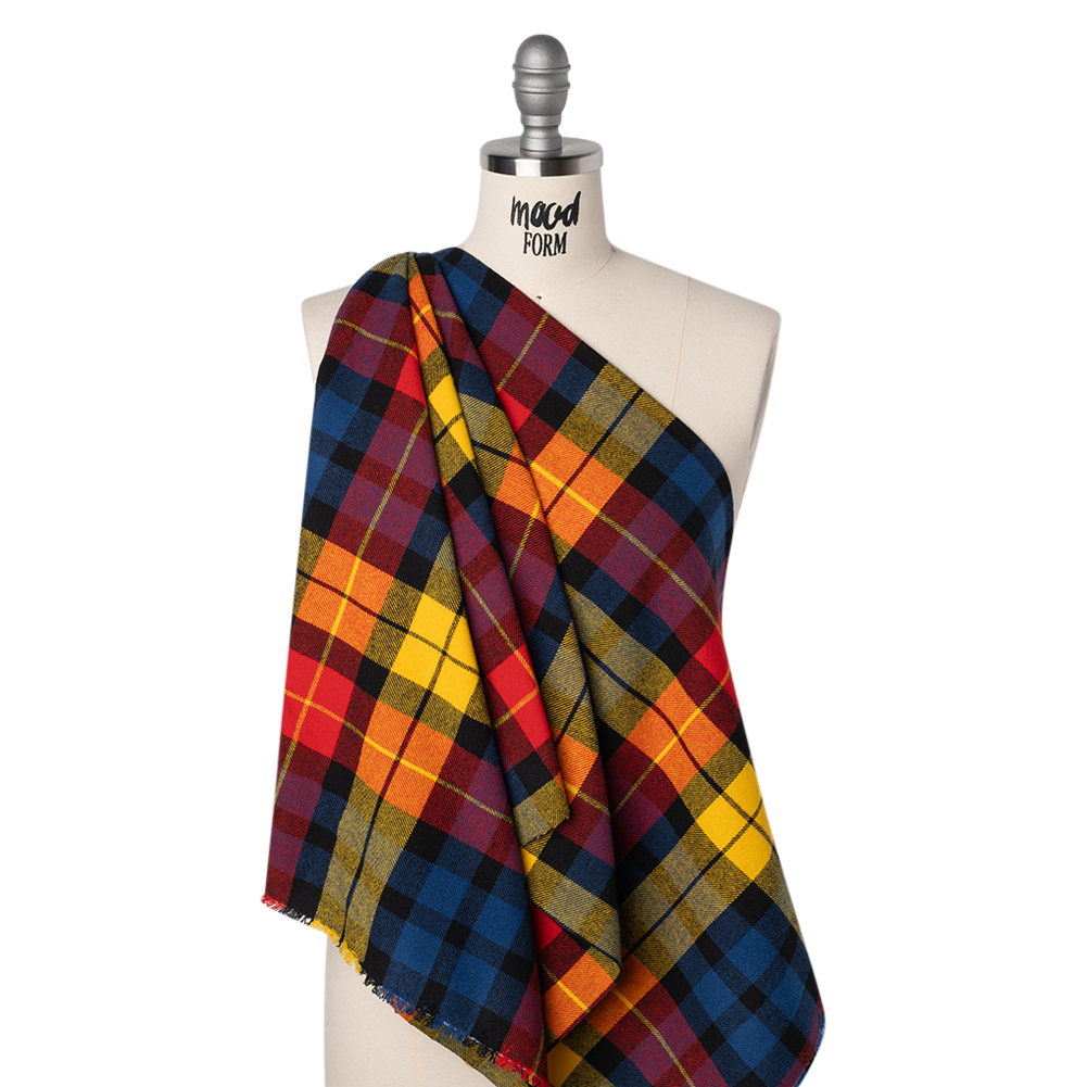 Yarn-Dyed Cotton Twill Flannel – Yellow, Red and Blue Plaid – Deadstock Yarn-Dyed Cotton Twill Flannel – Yellow, Red and Blue Plaid – Deadstock