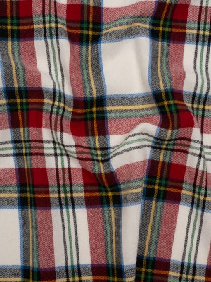 Yarn-Dyed Lightweight Cotton Twill Flannel – White, Red and Green Plaid – Deadstock Yarn-Dyed Lightweight Cotton Twill Flannel – White, Red and Green Plaid – Deadstock