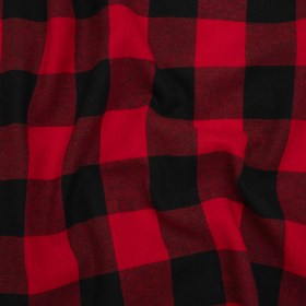 Yarn-Dyed Lightweight Cotton Twill Flannel – Red and Black Buffalo Check – Deadstock Yarn-Dyed Lightweight Cotton Twill Flannel – Red and Black Buffalo Check – Deadstock
