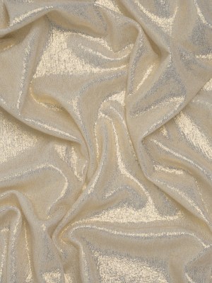Metallic Foiled Uneven Stretch Rib Knit – Gold on Ivory – Estelle Collection Metallic Foiled Uneven Stretch Rib Knit – Gold on Ivory – Estelle Collection