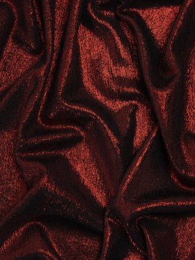 Metallic Foiled Uneven Stretch Rib Knit – Red on Black – Estelle Collection Metallic Foiled Uneven Stretch Rib Knit – Red on Black – Estelle Collection
