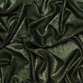 Metallic Foiled Uneven Stretch Rib Knit – Green on Black – Estelle Collection Metallic Foiled Uneven Stretch Rib Knit – Green on Black – Estelle Collection