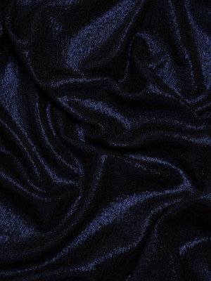 Metallic Foiled Uneven Stretch Rib Knit – Royal Blue on Black – Estelle Collection Metallic Foiled Uneven Stretch Rib Knit – Royal Blue on Black – Estelle Collection