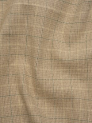 Medium Weight Linen Woven – Beige and Sage Green Windowpane Tattersall Check Plaid Medium Weight Linen Woven – Beige and Sage Green Windowpane Tattersall Check Plaid