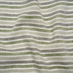 Medium Weight Linen Woven – Green, Gray and White Railroaded Stripes Medium Weight Linen Woven – Green, Gray and White Railroaded Stripes