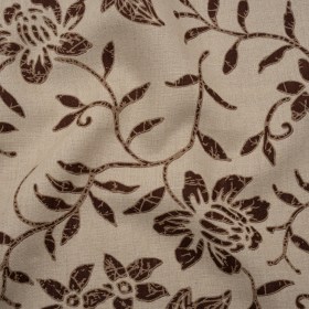 Medium Weight Linen Woven Print – Oatmeal and Brown Floral Medium Weight Linen Woven Print – Oatmeal and Brown Floral