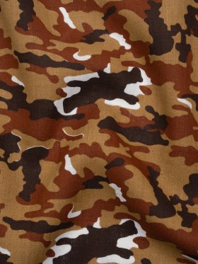 Medium Weight Linen Woven Print – Brown, Russet and Tan Camouflage Medium Weight Linen Woven Print – Brown, Russet and Tan Camouflage