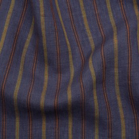 Lightweight Linen Woven – Navy, Green and Orange Stripes Lightweight Linen Woven – Navy, Green and Orange Stripes