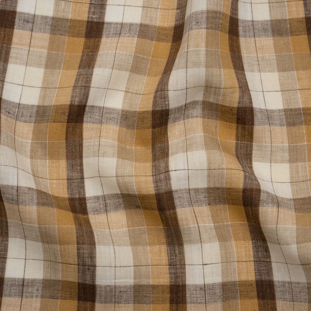 Medium Weight Linen Woven – Beige, Brown and Cream Plaid Medium Weight Linen Woven – Beige, Brown and Cream Plaid