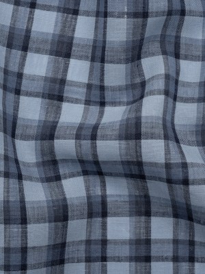 Medium Weight Linen Woven – Navy and Sky Blue Plaid Medium Weight Linen Woven – Navy and Sky Blue Plaid