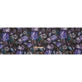 Medium Weight Linen Woven Print – Lilac, Dark Teal and Taupe Mythical Garden Medium Weight Linen Woven Print – Lilac, Dark Teal and Taupe Mythical Garden
