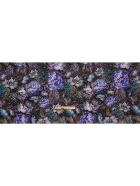 Medium Weight Linen Woven Print – Lilac, Dark Teal and Taupe Mythical Garden Medium Weight Linen Woven Print – Lilac, Dark Teal and Taupe Mythical Garden