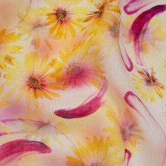 Medium Weight Linen Woven Print – Fuchsia Pink and Bright Yellow Sunflower Garden Medium Weight Linen Woven Print – Fuchsia Pink and Bright Yellow Sunflower Garden