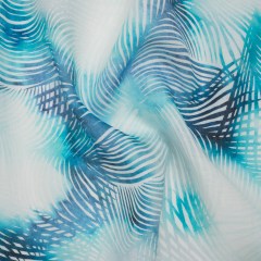 Medium Weight Linen Woven Print – Sahara Blue and White Palm Leaves Medium Weight Linen Woven Print – Sahara Blue and White Palm Leaves