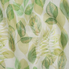 Medium Weight Linen Woven Print – Green on White Laying Leaves Medium Weight Linen Woven Print – Green on White Laying Leaves