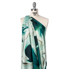 Polyester Satin – Sea Green and Beige Liquid Swirls – Mood Exclusive Liquid Motion Print Polyester Satin – Sea Green and Beige Liquid Swirls – Mood Exclusive Liquid Motion Print