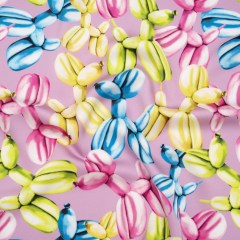 Polyester Satin – Lime Green, Blue and Light Purple Small Balloon Dogs – Mood Exclusive Puff Pups Print Polyester Satin – Lime Green, Blue and Light Purple Small Balloon Dogs – Mood Exclusive Puff Pups Print