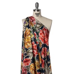 Polyester Satin – Golden Orange, Red and Green Illustrated Flower Collage – Mood Exclusive Floral Montage Print Polyester Satin – Golden Orange, Red and Green Illustrated Flower Collage – Mood Exclusive Floral Montage Print