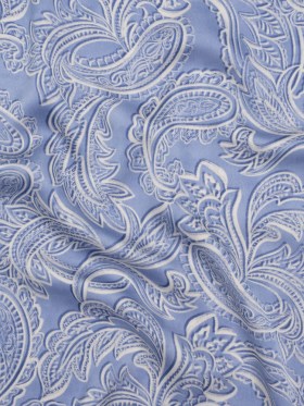 Polyester Satin – Blue and Cream Paisley – Mood Exclusive Spice Scroll Print Polyester Satin – Blue and Cream Paisley – Mood Exclusive Spice Scroll Print