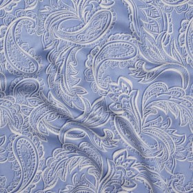 Polyester Satin – Blue and Cream Paisley – Mood Exclusive Spice Scroll Print Polyester Satin – Blue and Cream Paisley – Mood Exclusive Spice Scroll Print